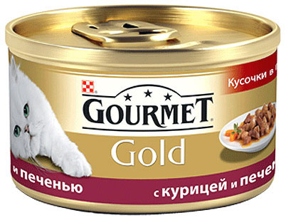 Консервы для кошек Gourmet Gold (кусочки с курицей и печенью) 85 г