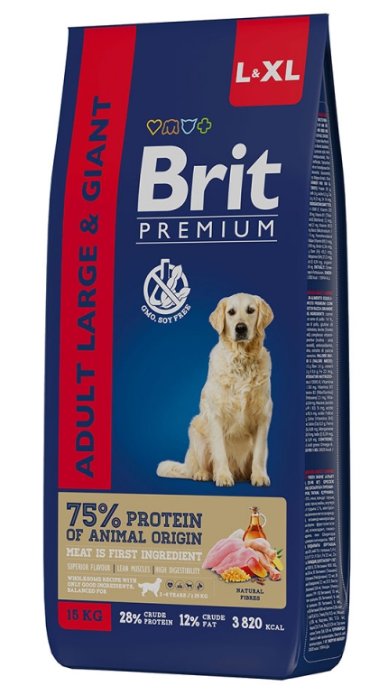 Brit Premium Adult L-XL для взрослых собак крупных пород и гигантских пород (25 – 90 кг)