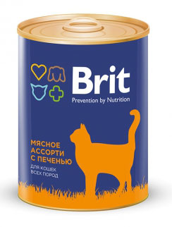 Консервы для кошек Brit Premium (Мясное ассорти с печенью) 340 г