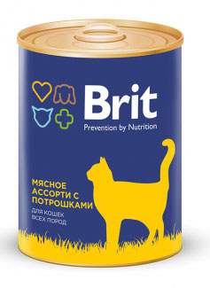 Консервы для кошек Brit Premium (Мясное ассорти с потрошками) 340 г