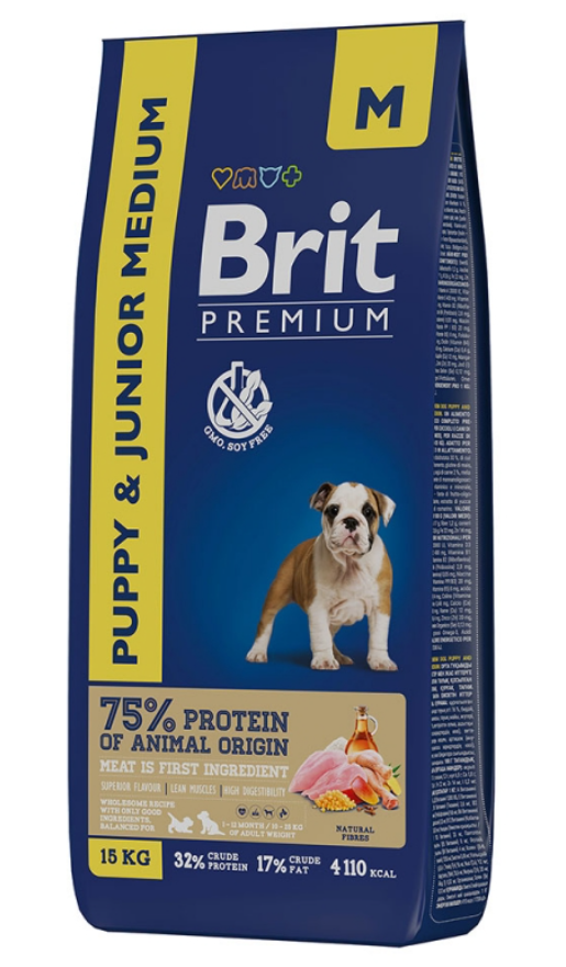 Brit Premium Junior Medium с курицей для щенков и молодых собак (1-12 месяцев) средних пород (10-25 кг)