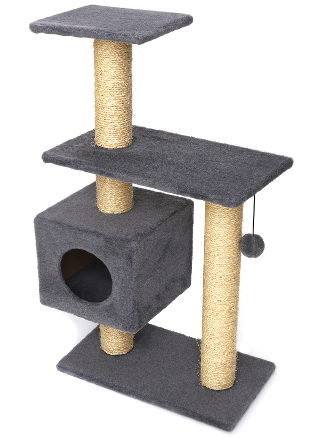 Когтеточка-игровой комплекс Буран из меха и сизаля (выс. 1,06 м, шир. 55 см, гл. 31 см) Cat House (арт. CH38)
