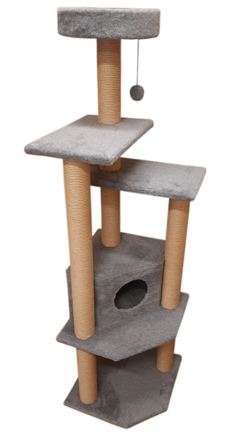 Когтеточка-игровой комплекс Торнадо из меха и джута (выс. 1,80 м, шир. 50 см) Cat House (арт. CH45)