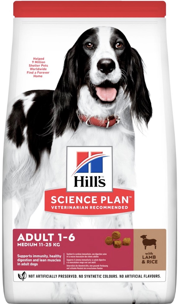 Hills Science Plan для взрослых собак средних пород с ягненком и рисом