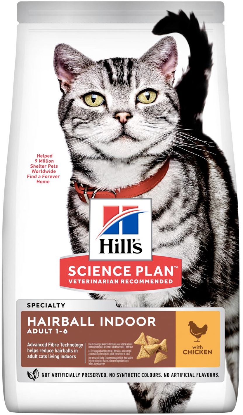 Hills Science Plan Hairball Indoor для взрослых кошек с курицей