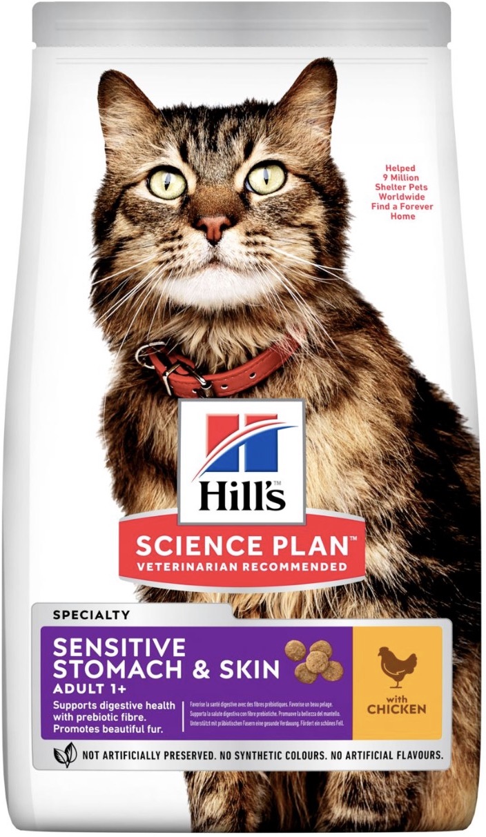Hills Science Plan Sensitive Stomach & Skin для взрослых кошек с курицей