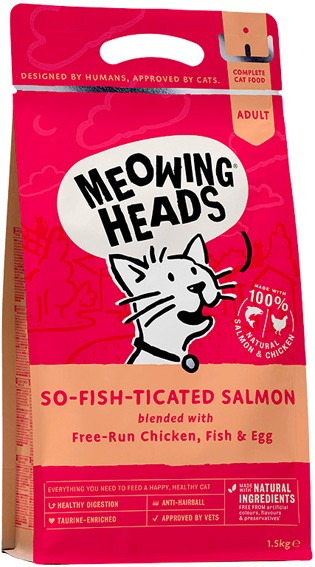 Meowing Heads (So-Fish-Ticated Salmon) MSL 39/18 - для взрослых кошек с лососем, курицей и рисом \