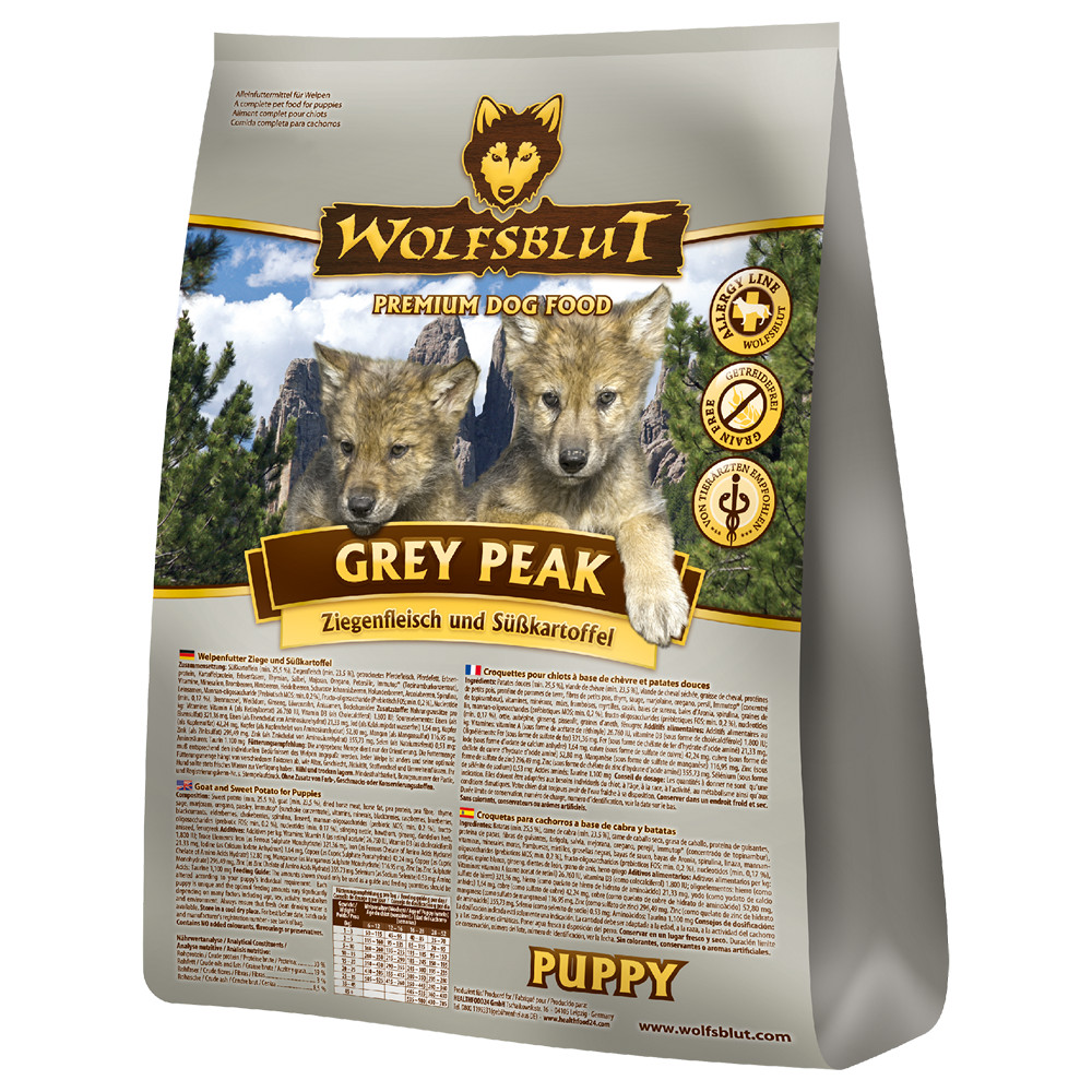 Wolfsblut Grey Peak Puppy (Седая вершина) 30/19 - корм для щенков всех пород с мясом бурской козы и сладким картофелем