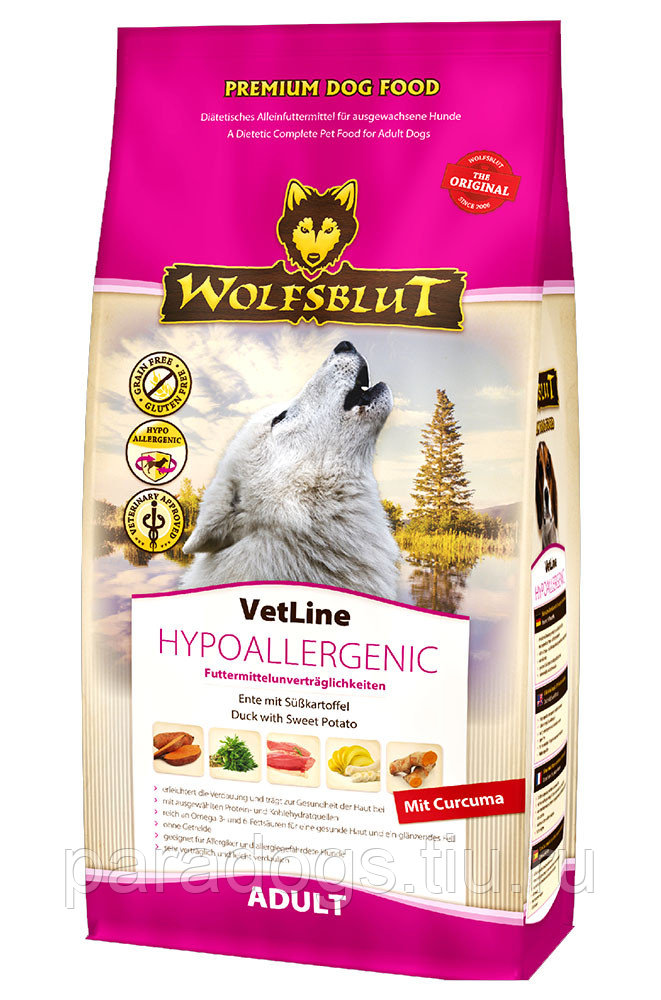 Wolfsblut Vetline Hypoallergenic сухой гипоаллергенный корм для собак с уткой и картофелем