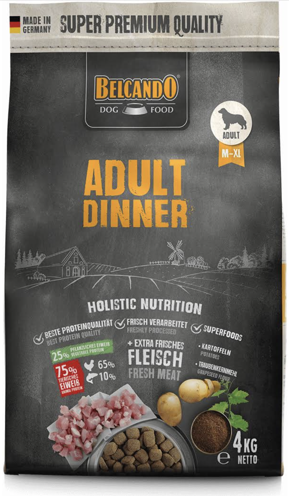 Belcando Adult Dinner - сухой корм для взрослых собак средних и крупных пород с нормальным уровнем активности.