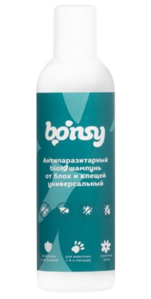БИО шампунь Антипаразитарный Bonsy от блох и клещей, универсальный