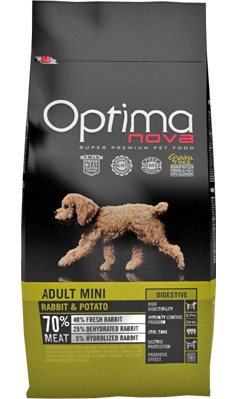 Optima Nova Adult Mini Rabbit & Potato - для взрослых собак мелких пород с проблемами пищеварения с 10 месяцев