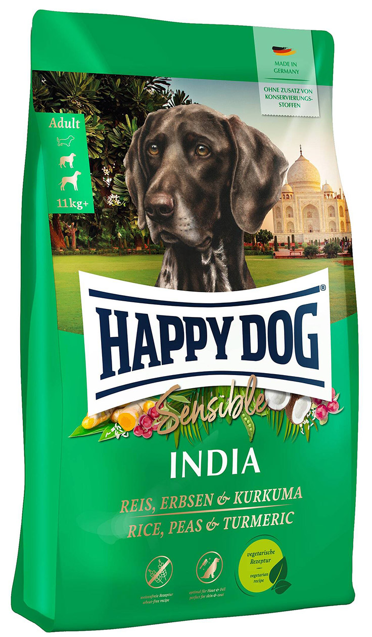 Happy Dog Sensible India - вегетарианский корм с рисом, горохом и куркумой для чувствительных гурманов