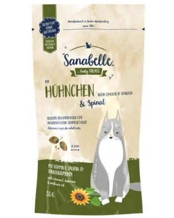 Bosch Sanabelle Вкусные подушечки для кошек с курицей и шпинатом, 55 гр.