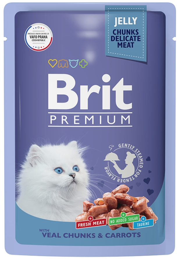 Пресервы Brit Premium Kitten Veal & Carrots для котят (телятина с морковью в желе) (арт. 5050116)