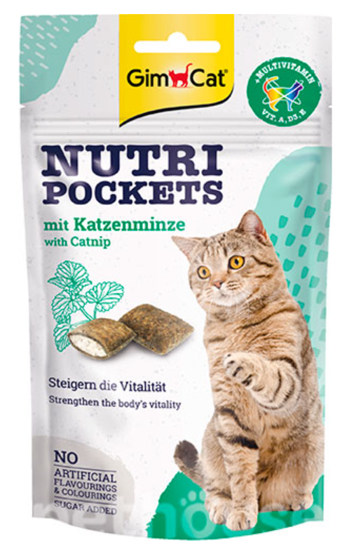 GimCat Nutri Pockets Catnip+Multivitamin Лакомство для кошек (кошачья мята+мультивитамин) 60 гр (арт. 927688)