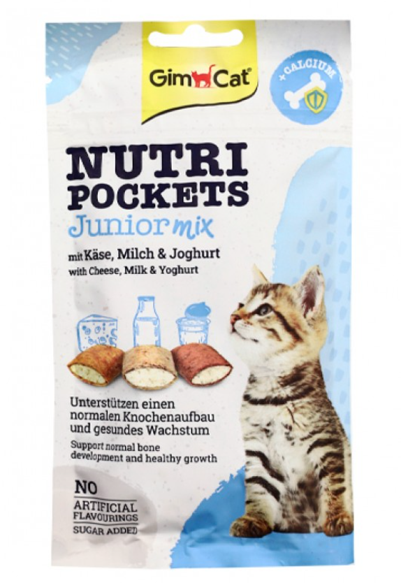 GimCat Nutri Pockets Junior Mix Лакомство для котят (подушечки с сыром, молоком и йогуртом)