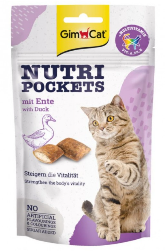 GimCat Nutri Pockets Duck Лакомство для кошек (подушечки с уткой)