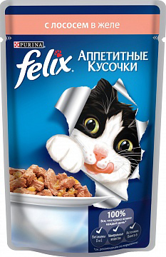 Пресервы Felix Purina (лосось в желе) для взрослых кошек 85 г
