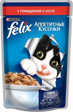 Пресервы Felix Purina (говядина в желе) для взрослых кошек 85 г