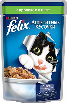 Пресервы Felix Purina (кролик в желе) для взрослых кошек 85 г
