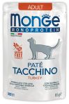 Пресервы Monge Mono Turkey PATE Taccino для взрослых кошек (индейка) 85 г