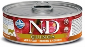 Farmina N&D Grain Free Quinoa Line Herring & Coconut - влажный корм для взрослых кошек (сельдь, кокос), 80 г