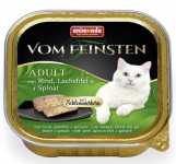 Vom Feinsten Меню для гурманов - паштет для кошек с говядиной, филе лосося и шпинатом, 100 г (арт. 83260)